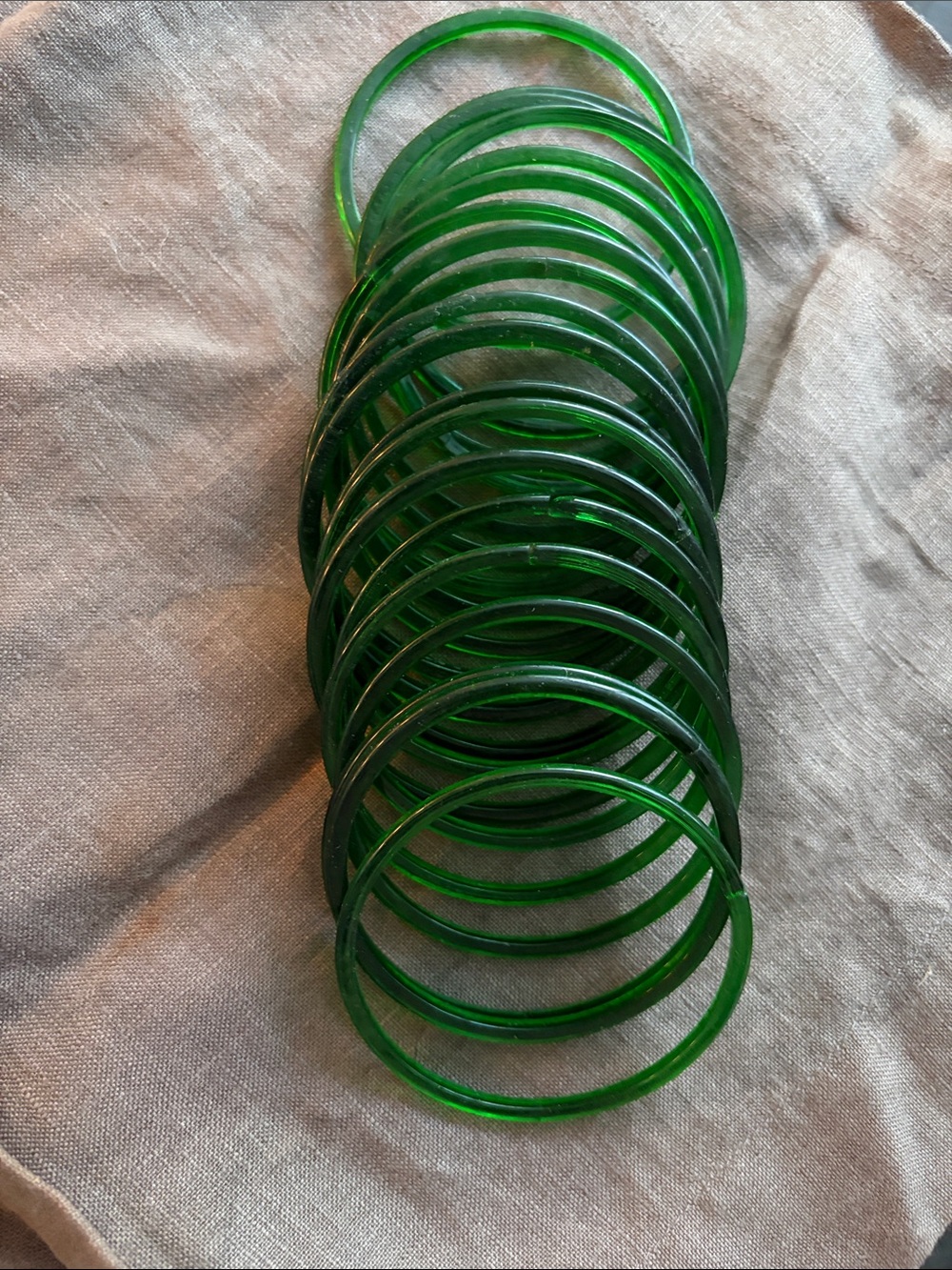 Green Glass Bangles - 20 count
